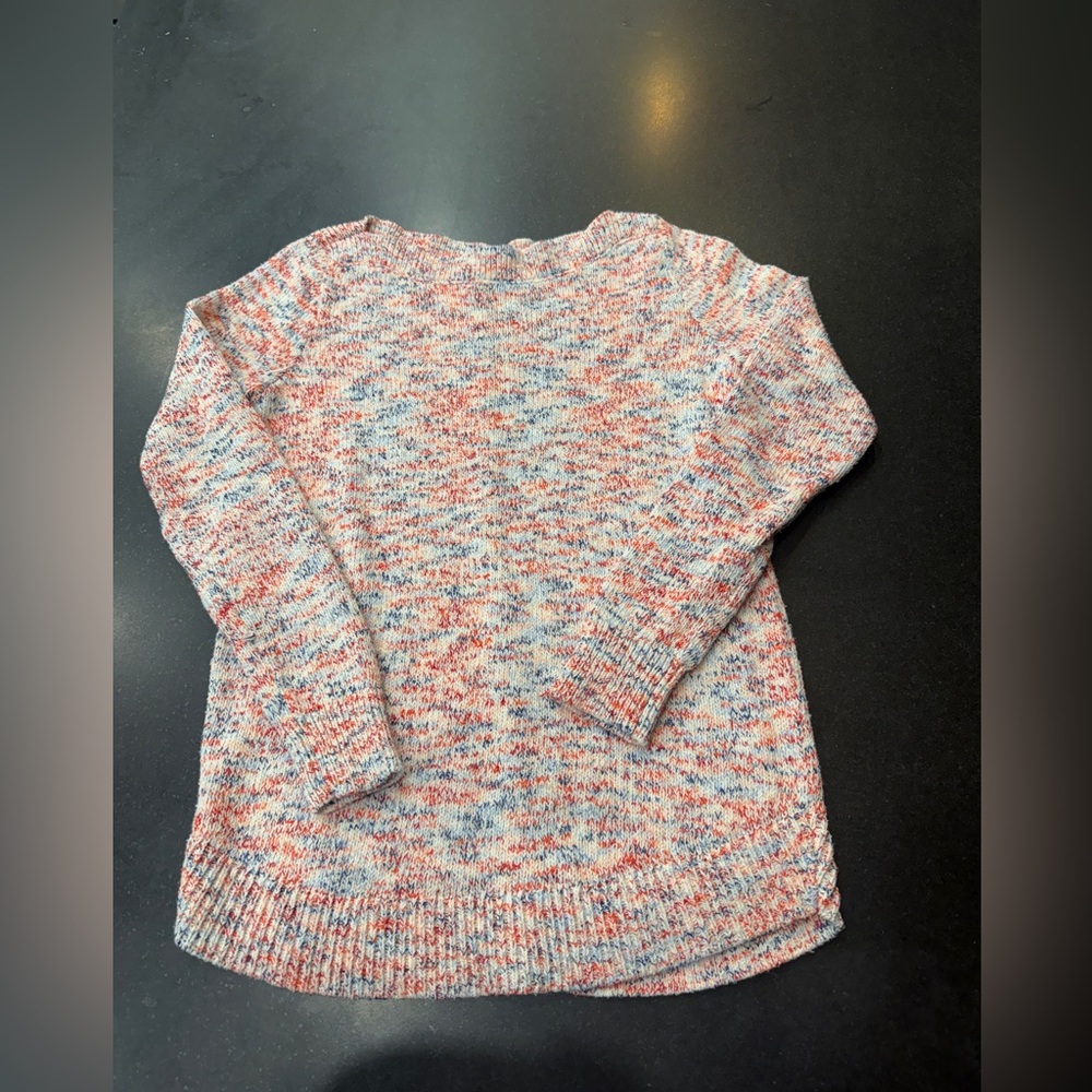 LOFT Sweater Womens XS Multicolor Space Dye Marled Knit Preppy Crew Neck